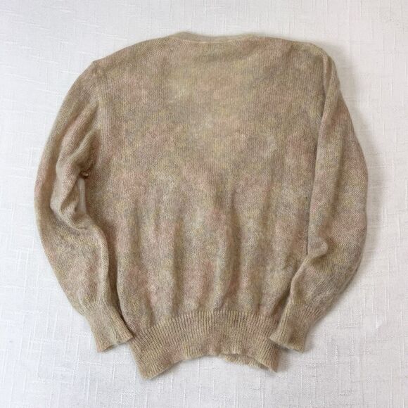 Italy Knit Cardigan Sweater Womens L Vtg Tie Dye Fuzzy Shag Mohair Grunge Cobain - Picture 2 of 8